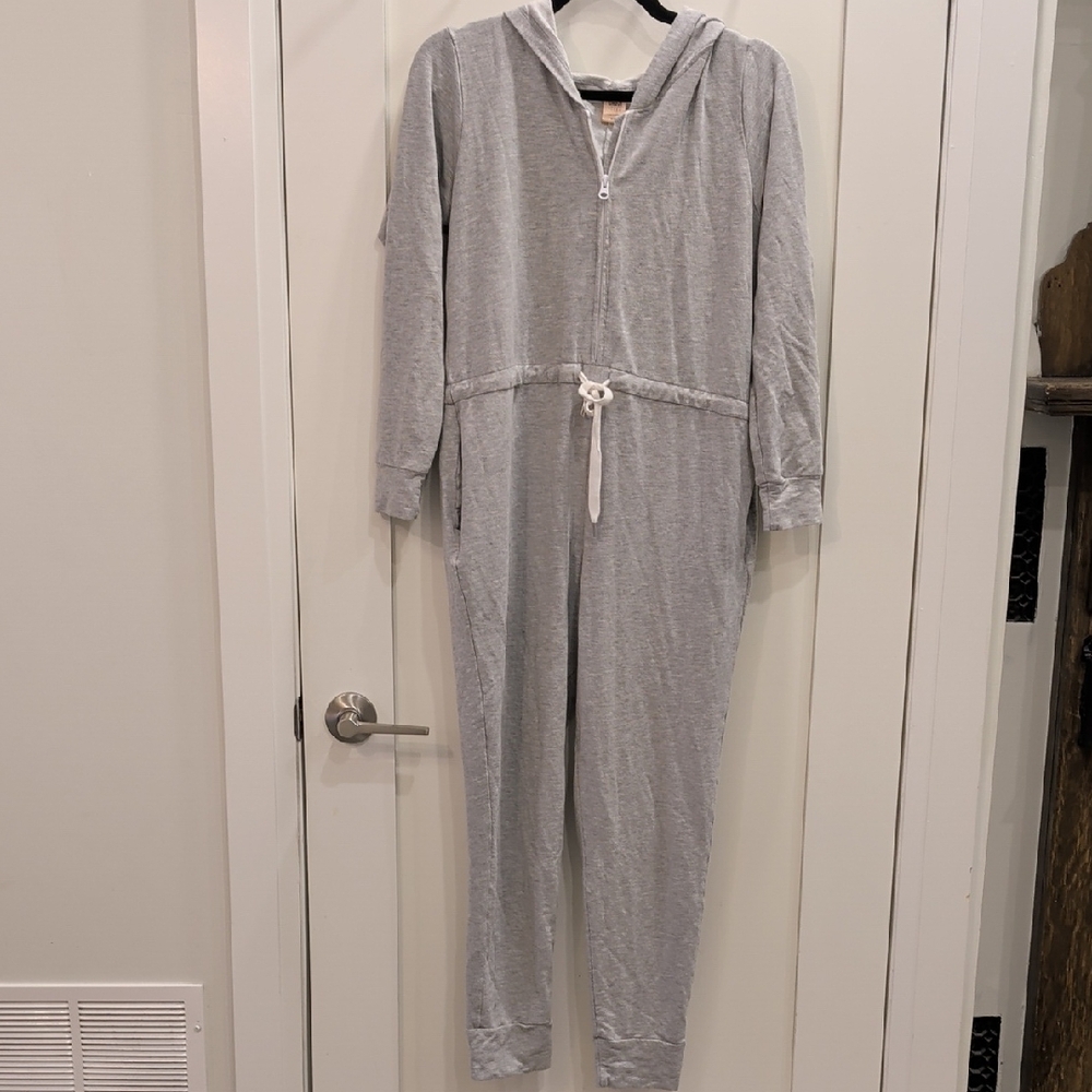 Smash + Tess Light Gray Hooded Zip Romper Size M